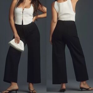 Anthropologie Maeve Black Colette Pants Womens Size 34 Wide Leg Trousers‎ Crop
